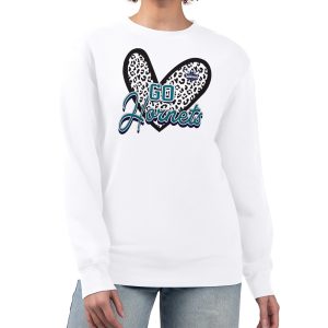 Charlotte Hornets G III 4Her by Carl Alluring Banks White Women's GIII 4 Her Leopard Heart graphic Fleece Crewneck sweatshirt Hurry! Exclusive offer. Get your hands on this outstanding jersey right away.