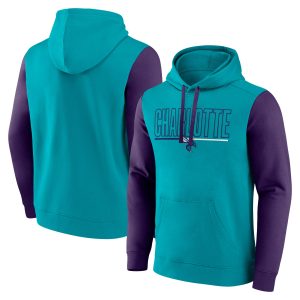 Charlotte Luxurious Hornets Teal Outline Colorblock Pullover Hoodie Sports enthusiasts