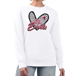 Chicago Bulls G III 4Her by Carl Banks White Women's GIII Fantastic 4 Her Leopard Heart graphic Fleece Crewneck sweatshirt Sports enthusiasts