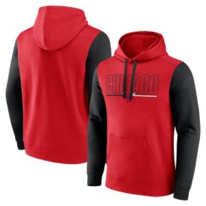 Chicago Bulls Red Outline Colorblock Pullover Distinguished Hoodie Retailers