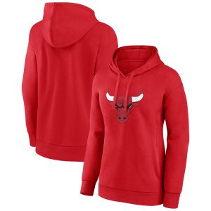 Chicago Bulls Women's Red Team Primary Logo Impressive Pullover Hoodie Exclusive design! Own a jersey like no other.