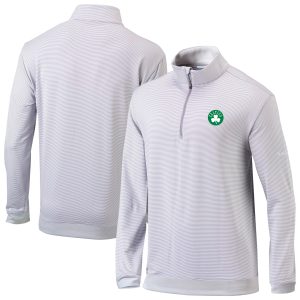 Columbia Elegant Boston Celtics Gray/White Omni Wick Even Lie Quarter Zip Pullover Collectors
