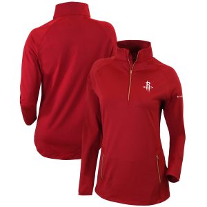 Columbia Houston Rockets Women's Red Omni Wick Outward Nine High - quality Quarter Zip Pullover Top Sports fans