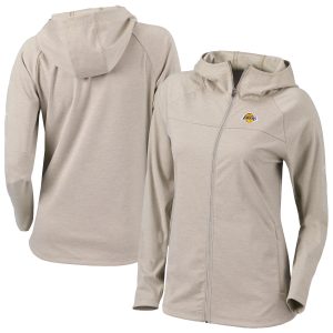 Columbia Los Angeles Premium Lakers Women's Tan Omni Wick Half Shot Full Zip Hoodie Limited stock! Be quick and grab this must - have jersey to support your team.