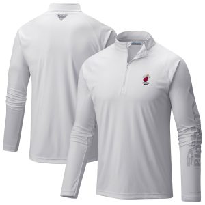 Columbia Miami Heat White PFG Amazing Terminal Tackle Quarter Zip Top Collectors