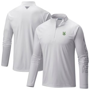 Columbia Milwaukee Bucks White PFG Terminal Tackle Delightful Quarter Zip Top Sports enthusiasts