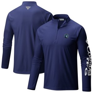 Columbia Minnesota Timberwolves Navy PFG Terminal Tackle Quarter Zip Top Classy Stand out from the crowd! Wear this eye - catching jersey.