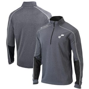 Columbia Utah Jazz Notable Black Omni Wick Shotgun 2.0 Quarter Zip Pullover Top Customizable! Personalize this great jersey.