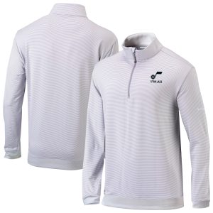 Columbia Terrific Utah Jazz Gray/White Omni Wick Even Lie Quarter Zip Top Upgrade your fan gear! Order this premium jersey today.