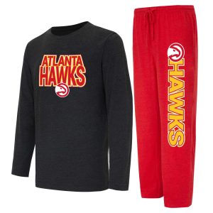 Concepts Sport Atlanta Hawks Red/Black Meter Long Sleeve T Shirt & Pants Magnificent Sleep Set Retailers