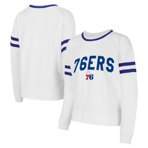 Concepts Refined Sport Philadelphia 76ers Women's White Borough Pullover Sweatshirt Sports fans
