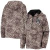 DKNY Magnificent Sport Brooklyn Nets Women's Leopard Gabriella Windbreaker Half Zip Hoodie Collectors