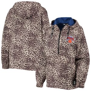 DKNY Sport New York Knicks Women's Leopard Gabriella Windbreaker Half Premium - grade Zip Hoodie Stand out from the crowd! Wear this eye - catching jersey.