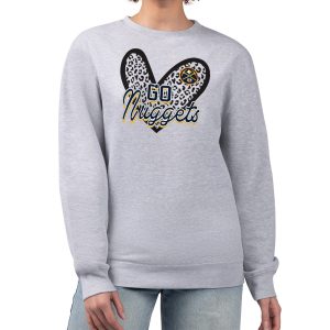 Denver Nuggets G III 4Her by Carl Banks Heather Gray Women's GIII 4 Her Leopard Heart graphic Gorgeous Fleece Crewneck sweatshirt Fan favorite! Join thousands who love this premium jersey.