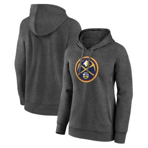 Denver Nuggets Women's Charcoal Primary Logo Captivating Pullover Hoodie Sports fans
