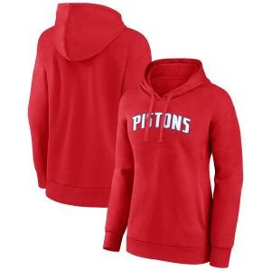 Detroit Pistons Stylish Women's Red Wordmark Alt Pullover Hoodie Collector's item! A rare addition to any collection.