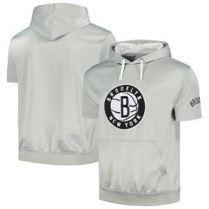 Fanatics Brooklyn Nets Premium Silver/White Short Sleeve Pullover Hoodie Best - selling! Order this popular jersey before it's out of stock.