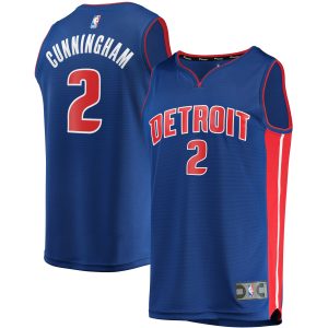 Fanatics Cade Cunningham Detroit Pistons Unique Blue 2021 NBA Draft First Round Pick Fast Break Replica Jersey Icon Edition High - demand item! Order this sought - after jersey immediately.