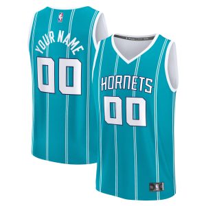 Fanatics Charlotte Hornets Youth Stylish Teal Fast Break Custom Replica Jersey Icon Edition Collector's item! A rare addition to any collection.
