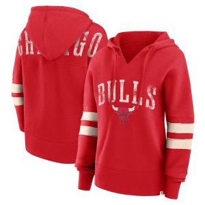 Fanatics Chicago Bulls Women's Red Bold Move Dolman V Neck High Hip Prime Hoodie Limited stock! Be quick and grab this must - have jersey to support your team.