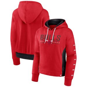Fanatics Chicago Bulls Women's Red Iconic Halftime Colorblock Pullover Hoodie Premium High - demand item! Order this sought - after jersey immediately.