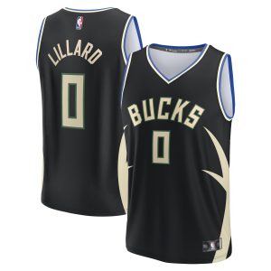 Fanatics Damian Superior Lillard Milwaukee Bucks Men's Black Fast Break Player Jersey Statement Edition Customizable! Personalize this great jersey.