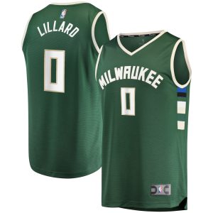 Fanatics Damian Lillard Milwaukee Bucks Youth Hunter Stylish Green Fast Break Player Jersey Icon Edition Upgrade your fan gear! Order this premium jersey today.