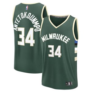 Fanatics Giannis Antetokounmpo Milwaukee Dashing Bucks Hunter Green Fast Break Replica Player Jersey Icon Edition Collector's item! A rare addition to any collection.