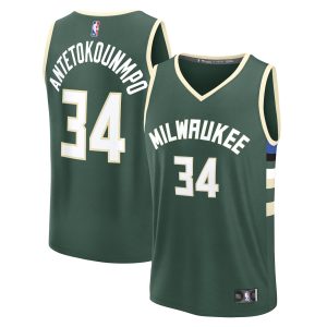 Fanatics Giannis Antetokounmpo Milwaukee Bucks Hunter Green Fast Magnificent Break Replica Player Jersey Icon Edition Act fast! Only a handful left. Secure this amazing jersey now.