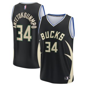 Fanatics Giannis Antetokounmpo Milwaukee Bucks Youth Black Fast Break Replica Player Jersey Exceptional Statement Edition Collector's item! A rare addition to any collection.
