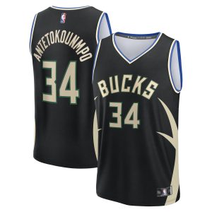 Fanatics Giannis Antetokounmpo Milwaukee Bucks Youth High - quality Black Fast Break Replica Player Jersey Statement Edition Proven quality! Invest in this reliable jersey.