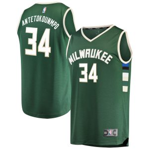 Fanatics Giannis Antetokounmpo Milwaukee Bucks Youth Hunter Green Fast Break Player Jersey Alluring Icon Edition Collectors