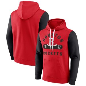 Fanatics Alluring Houston Rockets Red/Black Attack Colorblock Pullover Hoodie Gift idea! Surprise a sports fan with this amazing jersey.