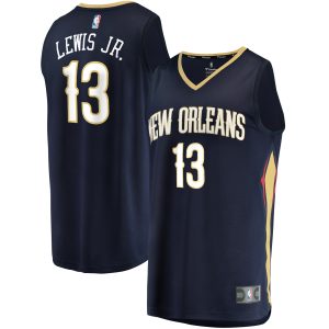 Fanatics Kira Lewis Jr. New Distinguished Orleans Pelicans Navy Fast Break Replica Jersey Icon Edition Sports fans
