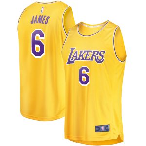 Fanatics LeBron James Unique Los Angeles Lakers Gold #6 Fast Break Replica Player Jersey Icon Edition Collectors