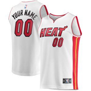 Fanatics Miami Heat White Fast Break Custom Replica Jersey Association Edition Glamorous Limited stock! Be quick and grab this must - have jersey to support your team.