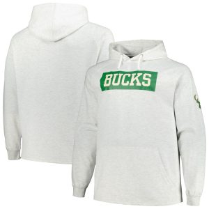 Fanatics Milwaukee Bucks Ash Big & Tall Enchanting Raglan Tri Blend Pullover Hoodie Collector's item! A rare addition to any collection.