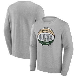 Fanatics Milwaukee Bucks Gray True Classics Charming Hard Color Fleece Pullover Sweatshirt Don't be left out! Get this stylish jersey and show your team pride.