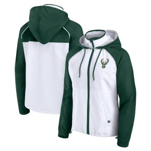 Fanatics Milwaukee Bucks Women's White/Hunter Green Anorak Raglan Full Zip Luxurious Hoodie Jacket Fan favorite! Join thousands who love this premium jersey.