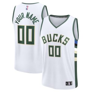 Fanatics Milwaukee Bucks Youth White Fast Break Custom Replica Jersey Dashing Association Edition Sports enthusiasts