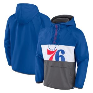 Fanatics Philadelphia Fantastic 76ers Royal/Gray Anorak Flagrant Foul Color Block Raglan Hoodie Half Zip Jacket For a short time only! Don't miss out on this fantastic jersey.