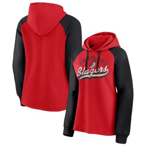 Fanatics Portland Trail Blazers Women's Red/Black Record Exquisite Holder Raglan Pullover Hoodie Authentic look! Wear this genuine jersey.