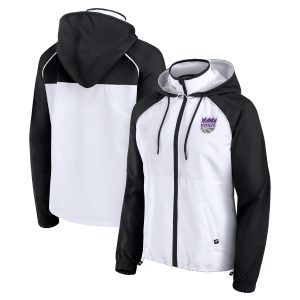Fanatics Sacramento Kings Women's White/Black Anorak Raglan Full Zip Hoodie Classy Jacket Stand out from the crowd! Wear this eye - catching jersey.