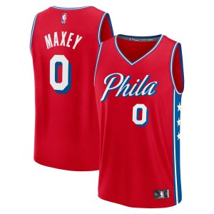 Fanatics Tyrese Maxey Philadelphia 76ers Striking Red Fast Break Replica Player Jersey Statement Edition Gift idea! Surprise a sports fan with this amazing jersey.