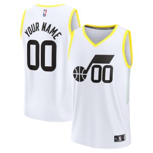 Fanatics Utah Jazz Youth White Fast Break Premium - grade Replica Custom Jersey Association Edition Customizable! Personalize this great jersey.