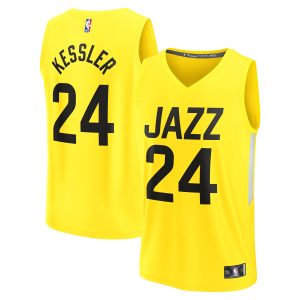 Fanatics Walker Kessler Utah Premium - grade Jazz Yellow Fast Break Replica Player Jersey Icon Edition Collector's item! A rare addition to any collection.