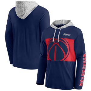 Fanatics Washington Wizards Distinguished Navy/Heathered Gray Block Party Pullover Hoodie New arrival! Check out this fresh and exciting jersey.