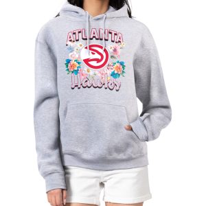 G III 4Her by Carl Banks Atlanta Hawks Women's Refined Heather Gray Flowers Team Logo Graphic Fleece Pullover Hoodie Best - selling! Order this popular jersey before it's out of stock.