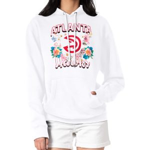 G III 4Her by Carl Banks Atlanta Hawks Women's Exquisite White Flowers Team Logo Graphic Fleece Pullover Hoodie Hurry! Exclusive offer. Get your hands on this outstanding jersey right away.