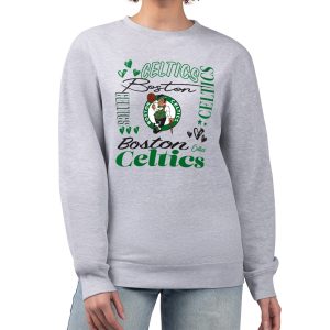 G III 4Her by Phenomenal Carl Banks Boston Celtics Women's Heather Gray Collage Team Graphic Fleece Pullover Sweatshirt High - demand item! Order this sought - after jersey immediately.
